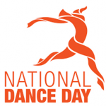 Orange Dancer with text "National Dance Day"