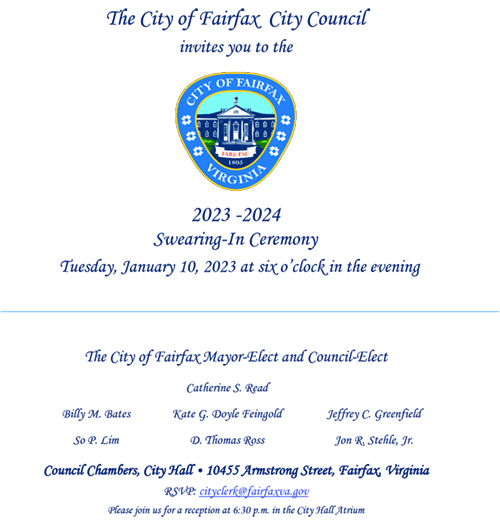 Mayor and City Council swearing-in invitation for Jan. 10 2023