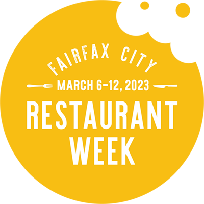 2023 Fairfax City Restaurant Week Logo - yellow with white lettering