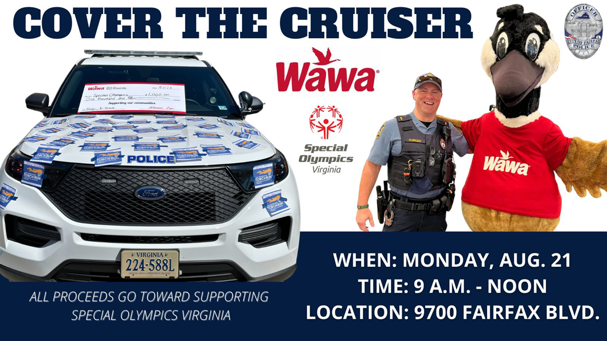 Cover the Cruiser 08-21-23 at Wawa with Police Officer, Wawa Bird, police car