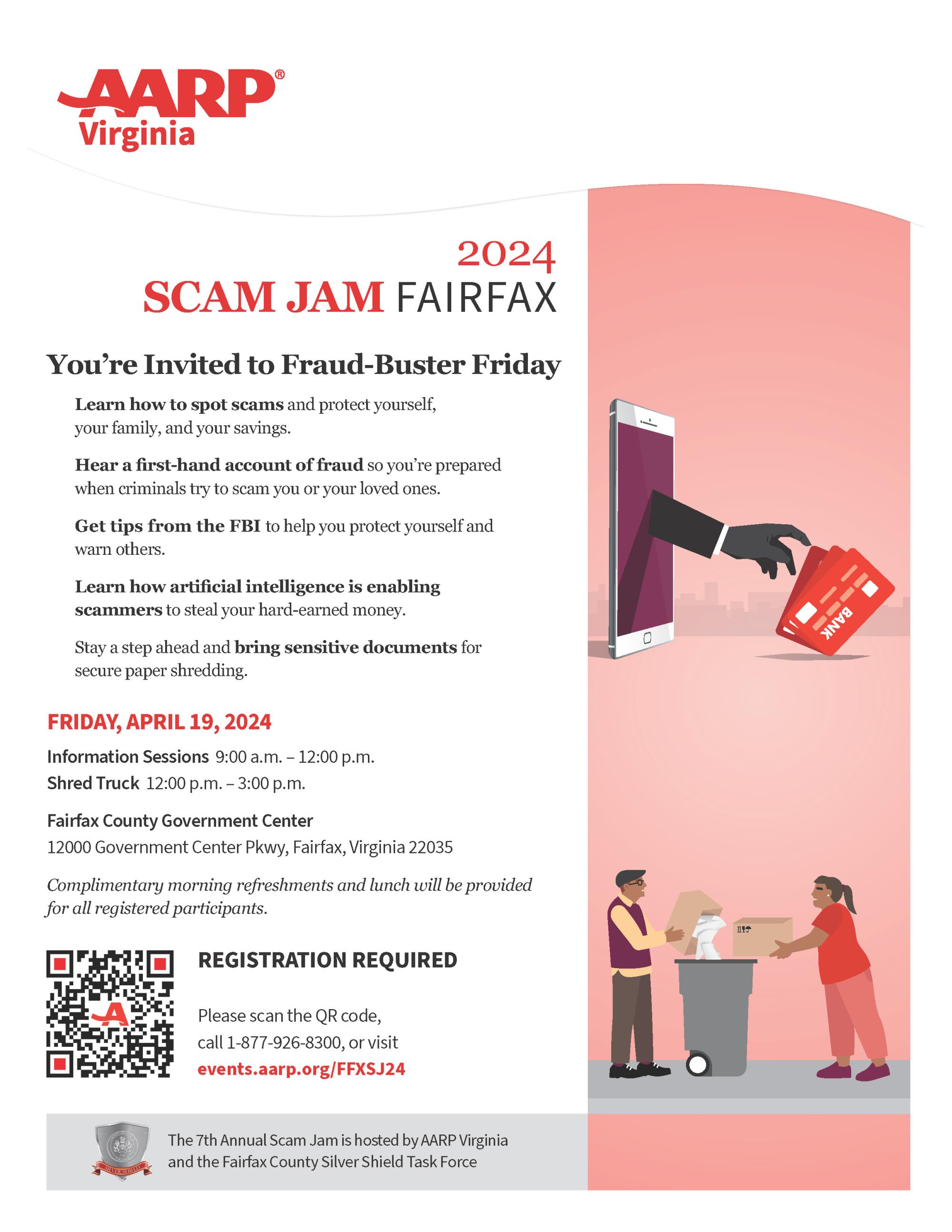 Scam Jam Fairfax 04192024 event flyer