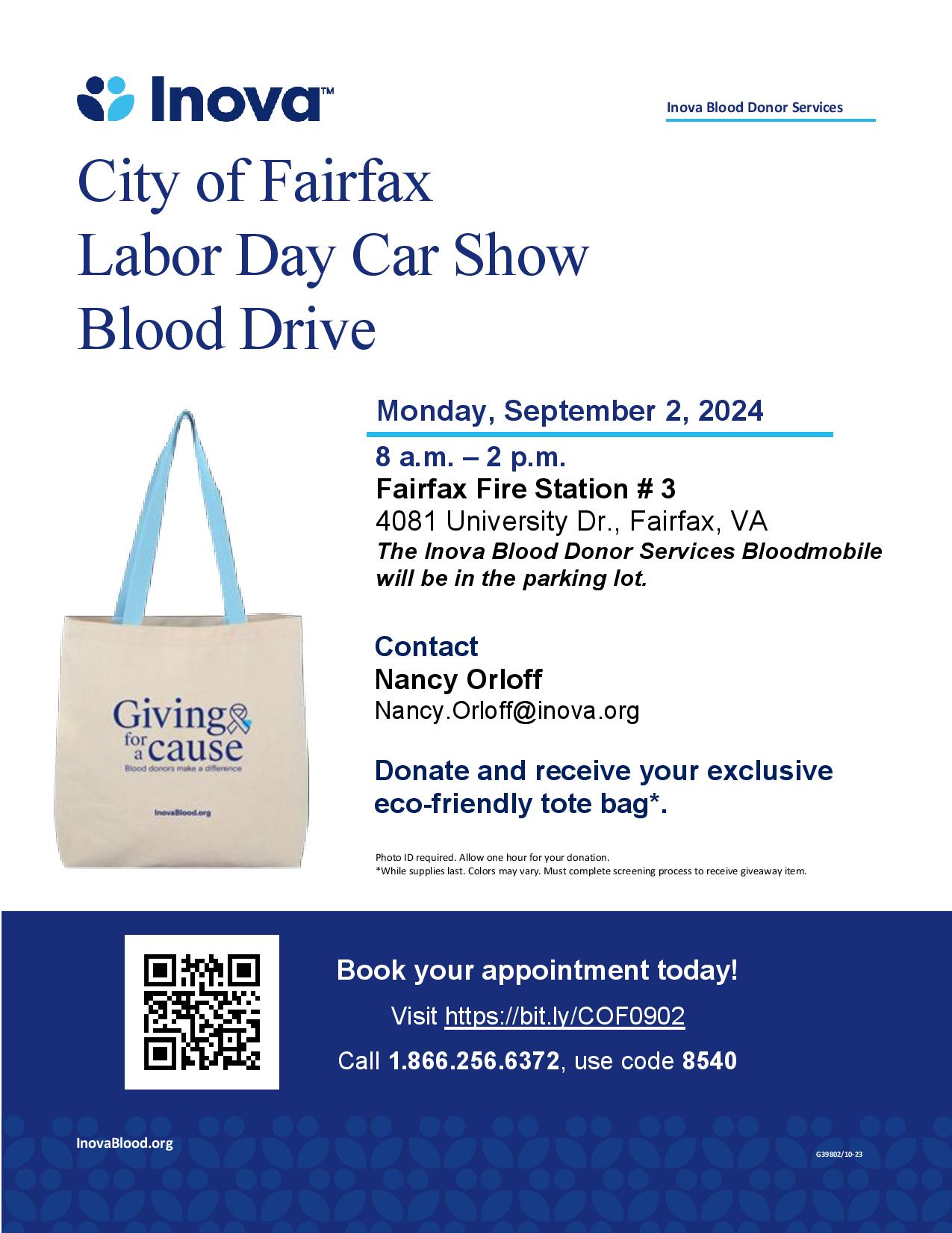 Fairfax Blood Drive Sept 2