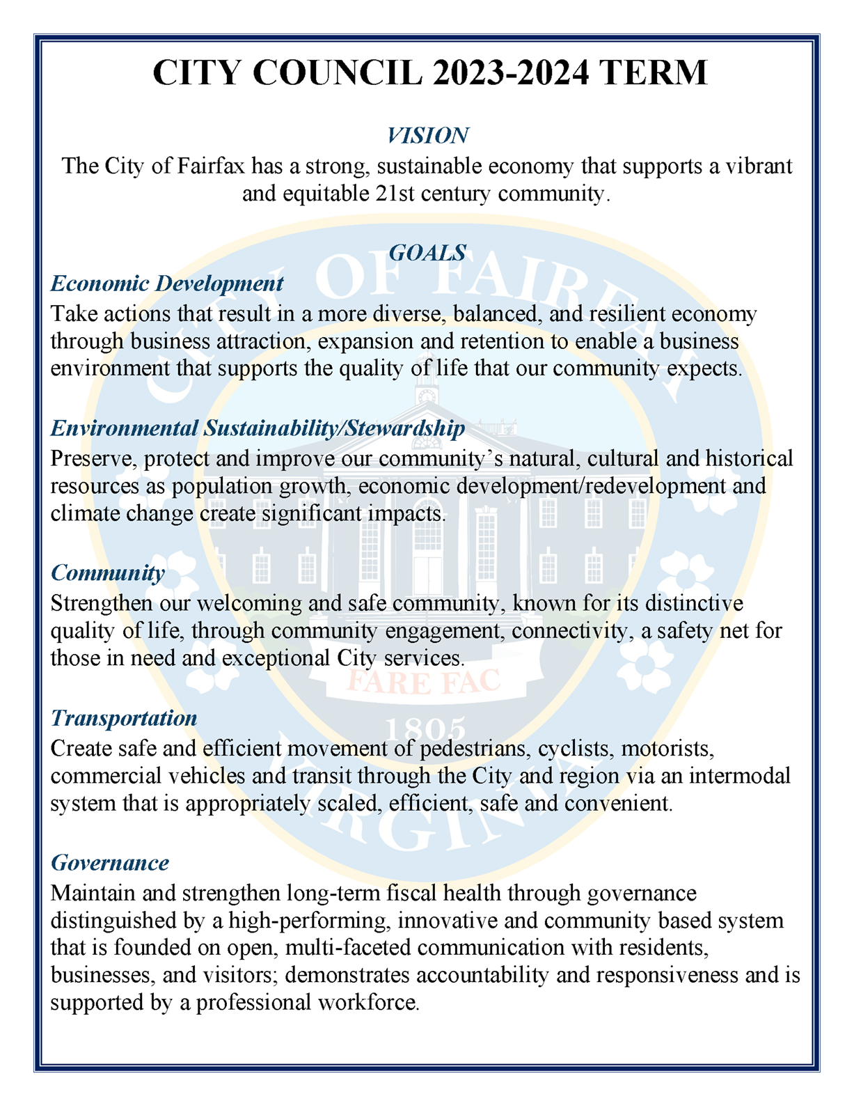 2023-24 City Council Vision and Goals