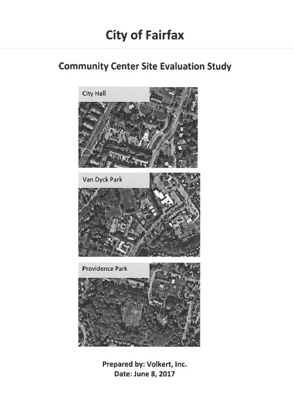 Community Center Study - Site Evaluation Study Cover